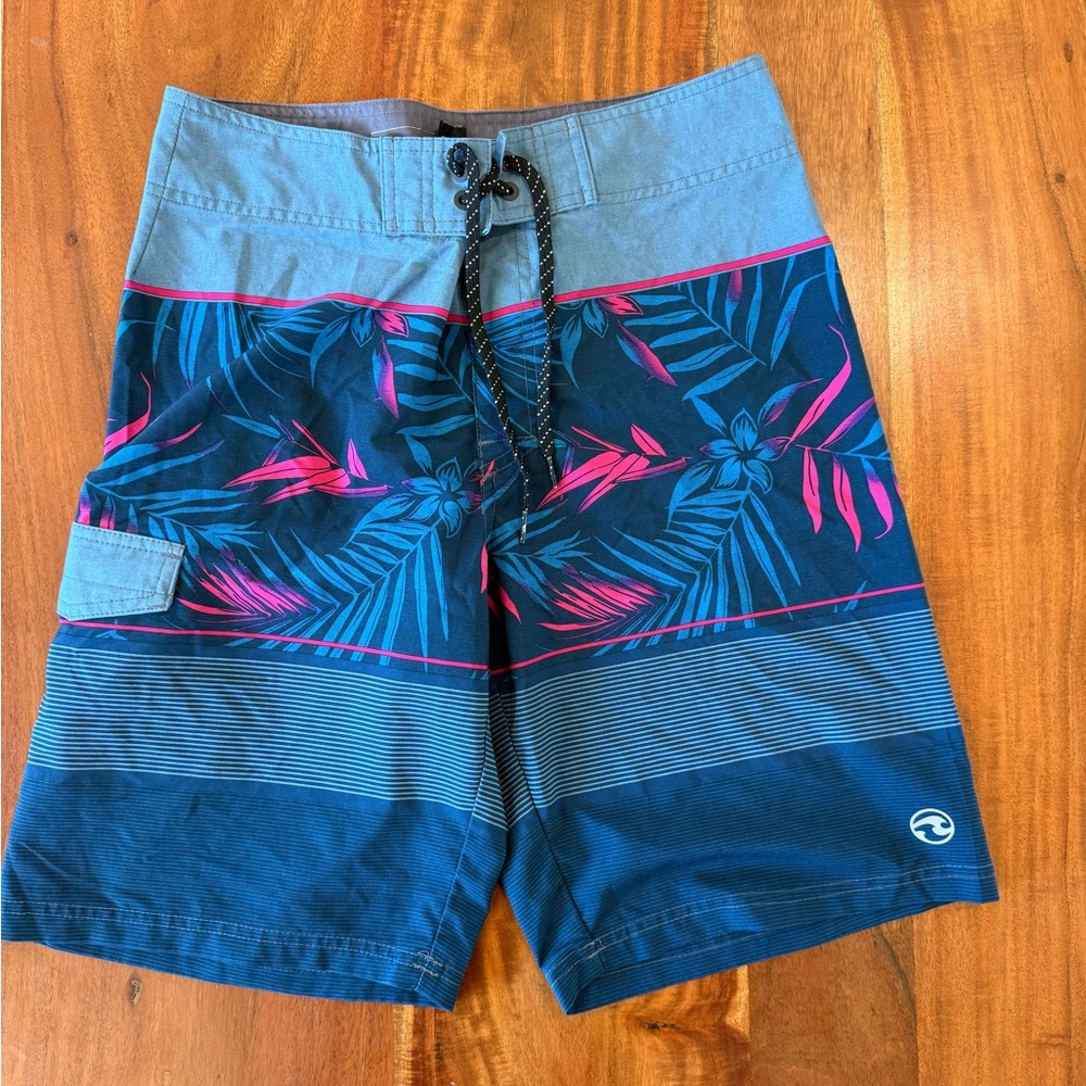 Ocean Current Hybrid Shorts Blue and Pink Tropical Design